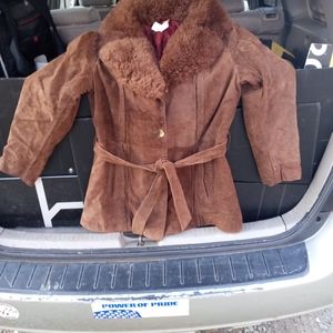 Women's brown sued leather coat